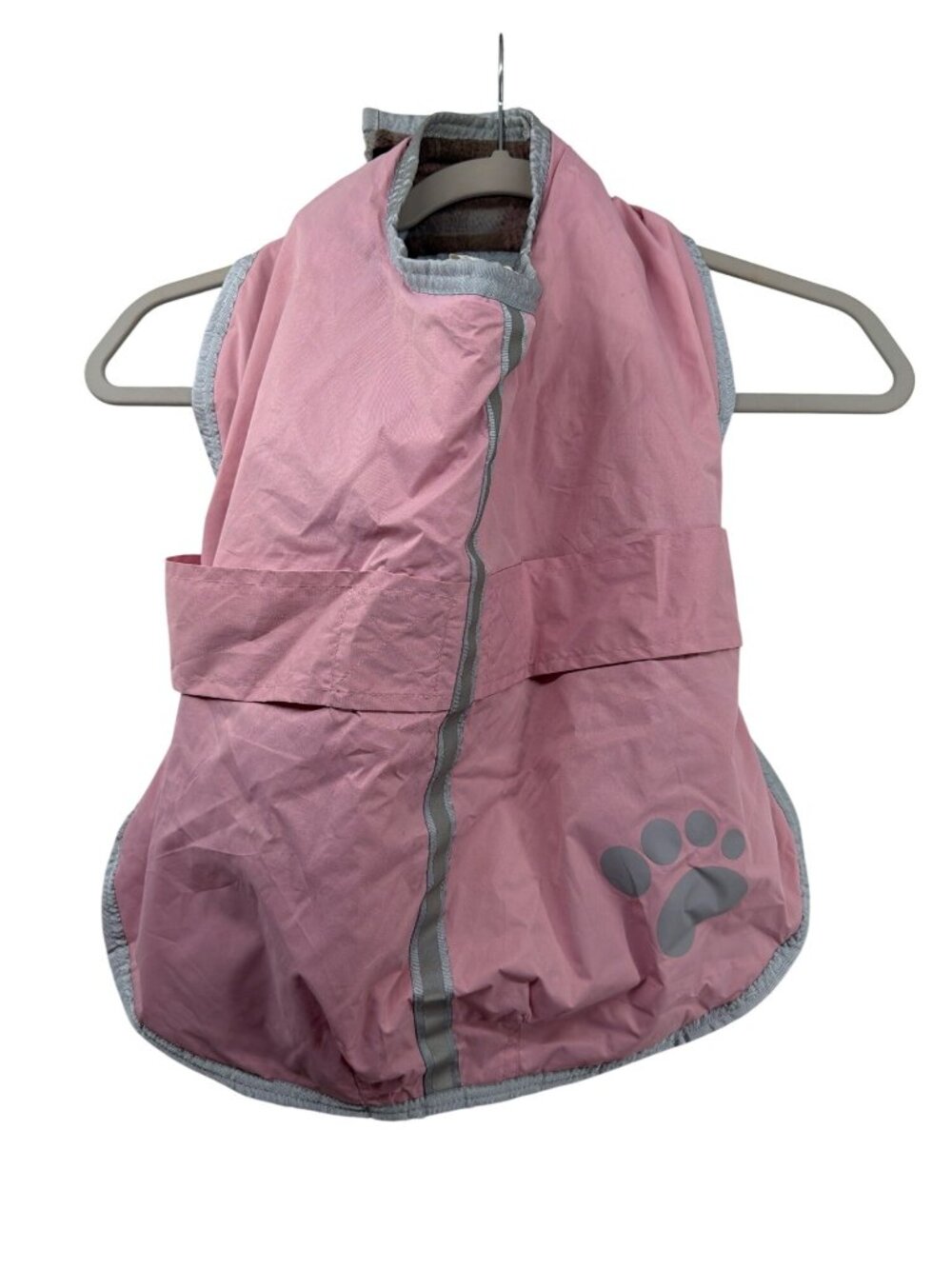 Top Paw Dog Jacket Sz L Pink Rain Jacket Reflective Stripe Plaid Fleece Lining